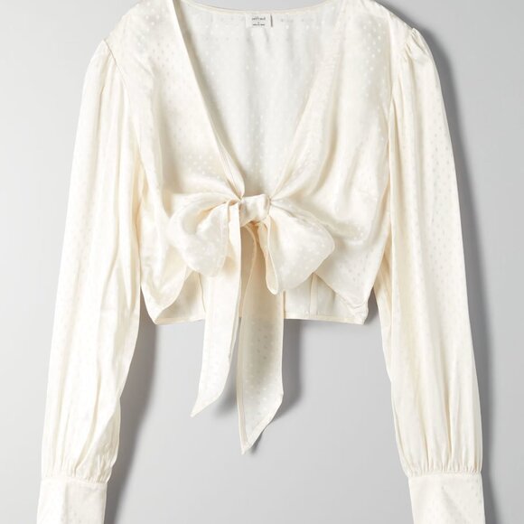 Wilfred Tops - Wilfred Vivi Blouse - '70s tie-Front Blouse Large Giselle (White)